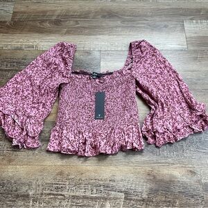 Lulus floral smocked top XS new